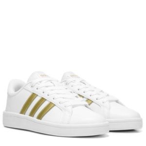 Adidas White and Gold Cloudfoam Sneakers Size 5